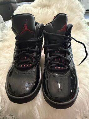 Jordan Kids Black and Pink High-Top Sneakers